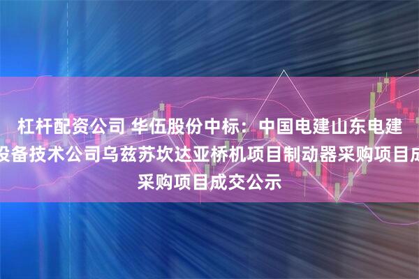 杠杆配资公司 华伍股份中标：中国电建山东电建一公司设备技术公司乌兹苏坎达亚桥机项目制动器采购项目成交公示